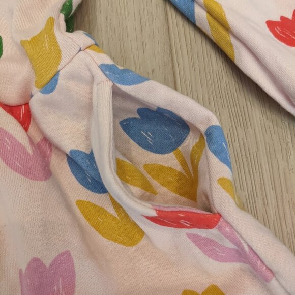 Mini Boden Cosy Sweatshirt Dress Girls Sz 6-7 Tulip Flower Print Pockets Pink - Picture 2 of 8